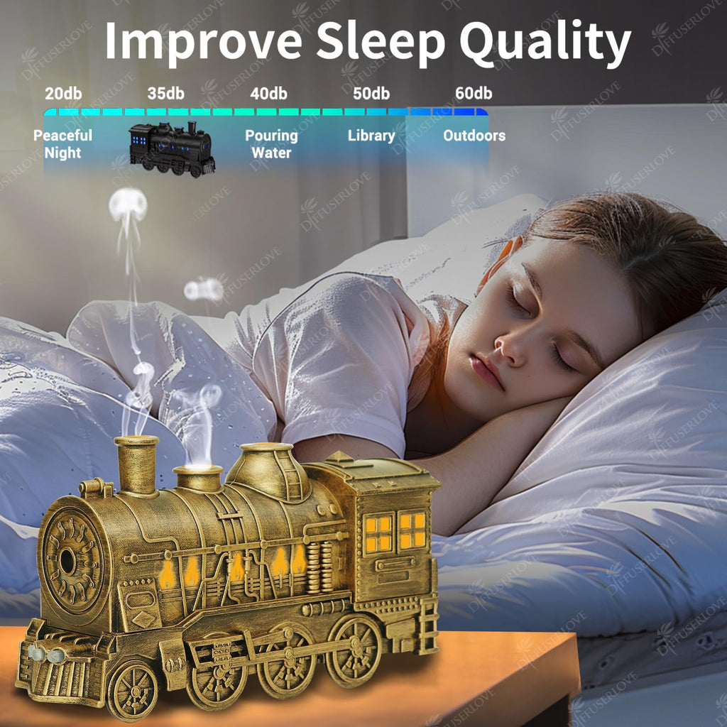 Essential Oil Diffuser Train Cool Mist Humidifier Quiet Aromatherapy Diffuser with Night Light Desk