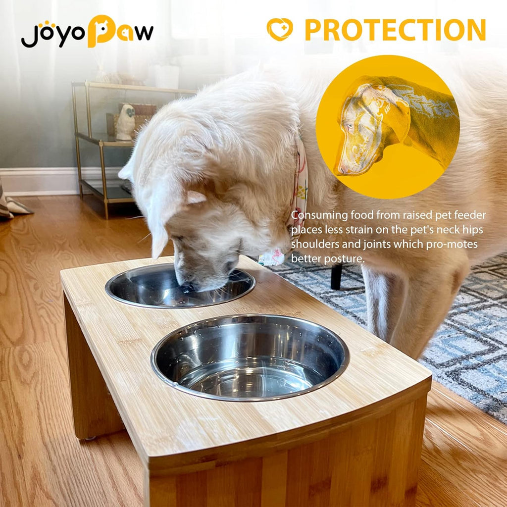 Elevated Dog Bowls, Bamboo Raised Dog Bowl Stand (10" Tall)