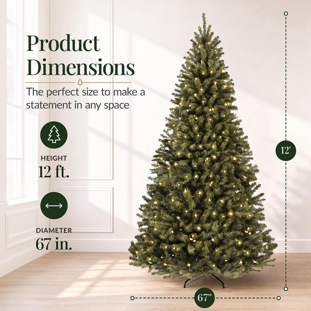 Artificial Christmas Tree with LED Twinkling Lights, Pre-Lit Spruce Realistic Holiday Xmas Décor, 1,300 Lights