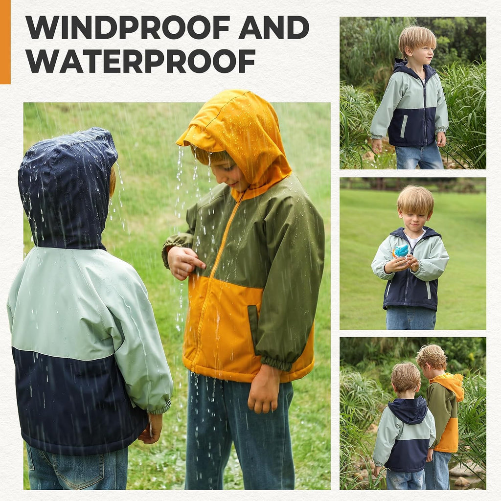 Toddler Boys Jacket Boys Waterproof Fleece Lined Jackets Thick Outerwear