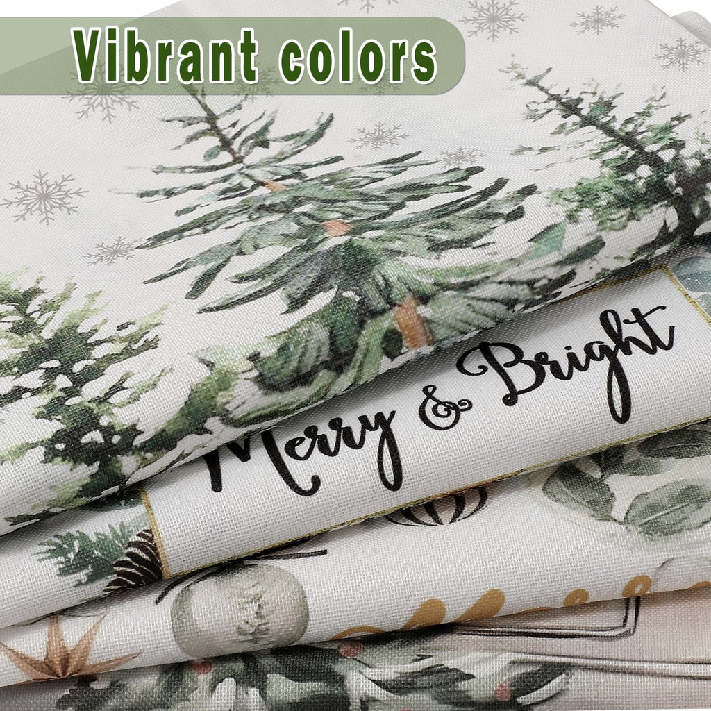 Double-Sided Print Christmas Pillow Covers 18"x18", 8 Cute Christmas Patterns, Tree, Merry Christmas, Truck - Set of 4