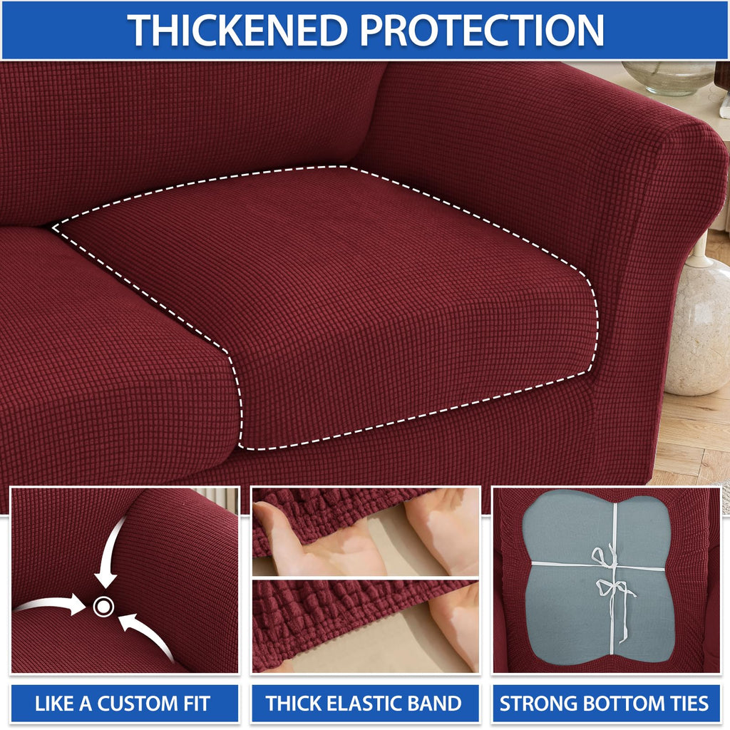 3 Piece Loveseat Covers for 2 Cushion Couch, Super Soft Couch Slipcovers with Seat Cushion Cover Thick Durable