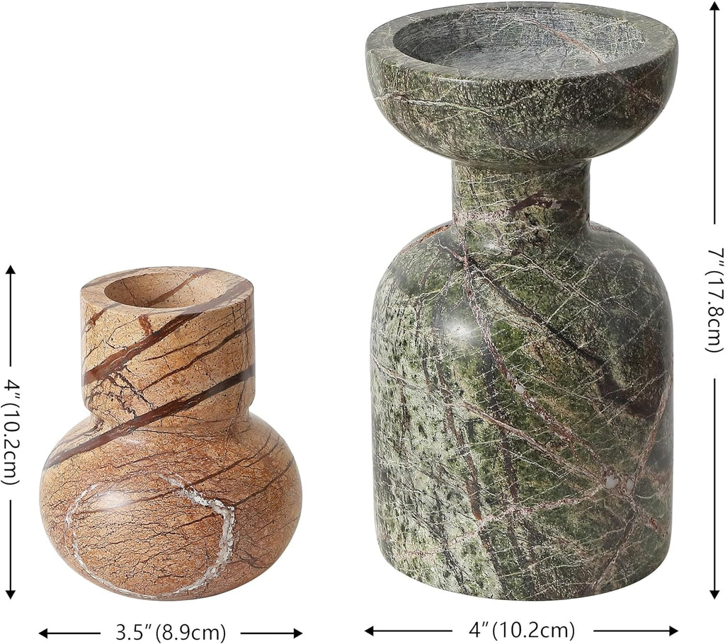 Home Collection Odessa Multicolored Marble Candle Holder Set of 2 (Fully Assembled)
