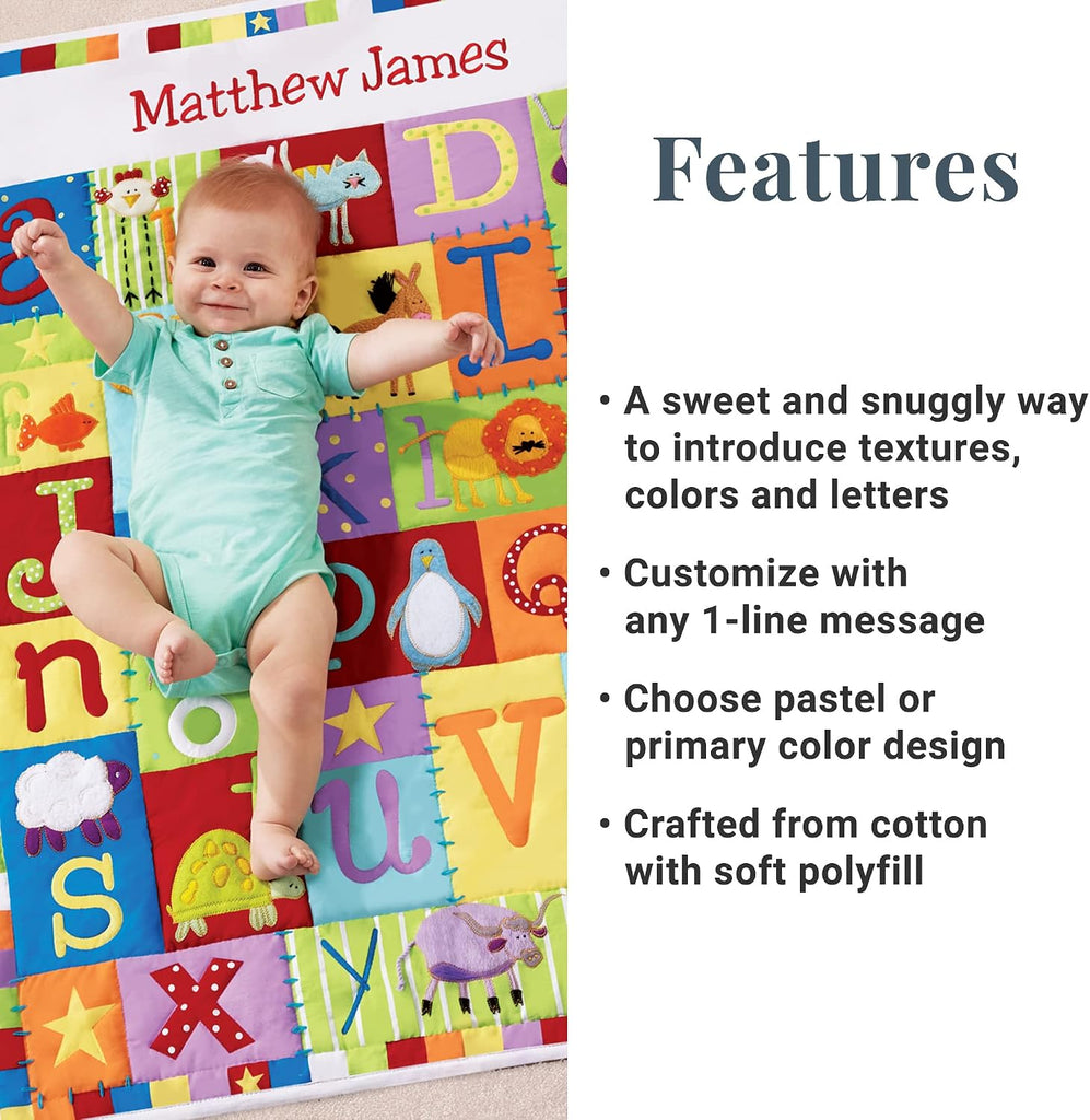 Personalized Baby Quilt - 3D Applique & Embroidered Name - Heirloom Keepsake for New Baby Shower - Textured Details
