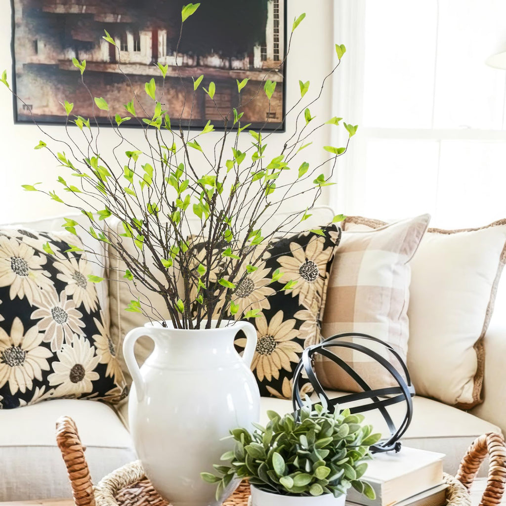 6Pcs Artificial Greenery Branches 41 Inch Faux Greenery Stems for Vase Fake Ficus Twig Plants Realistic Flexible