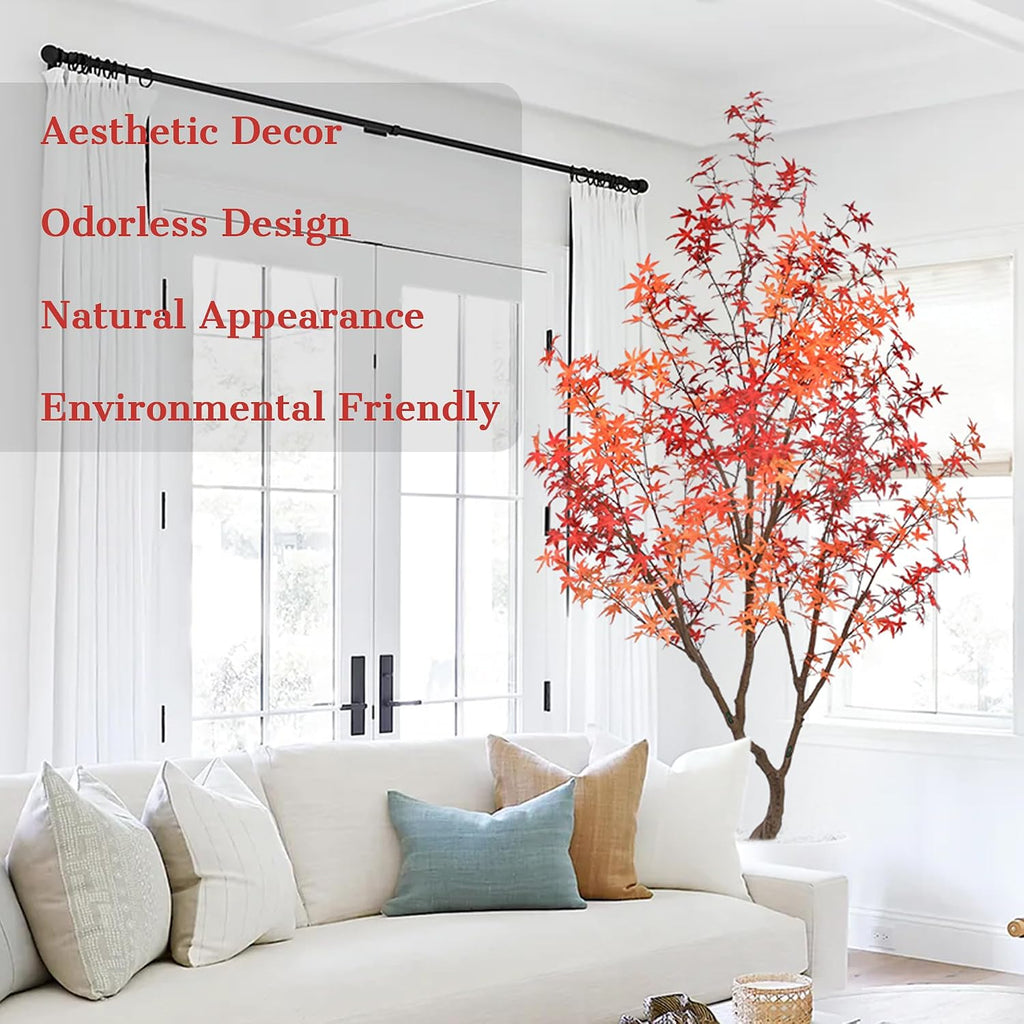 Maple Tree 9FT - Large Faux Plant Indoor with 900 Orange Red Leaves & Realistic Trunk, 108" Tall Fake Autumn Maple
