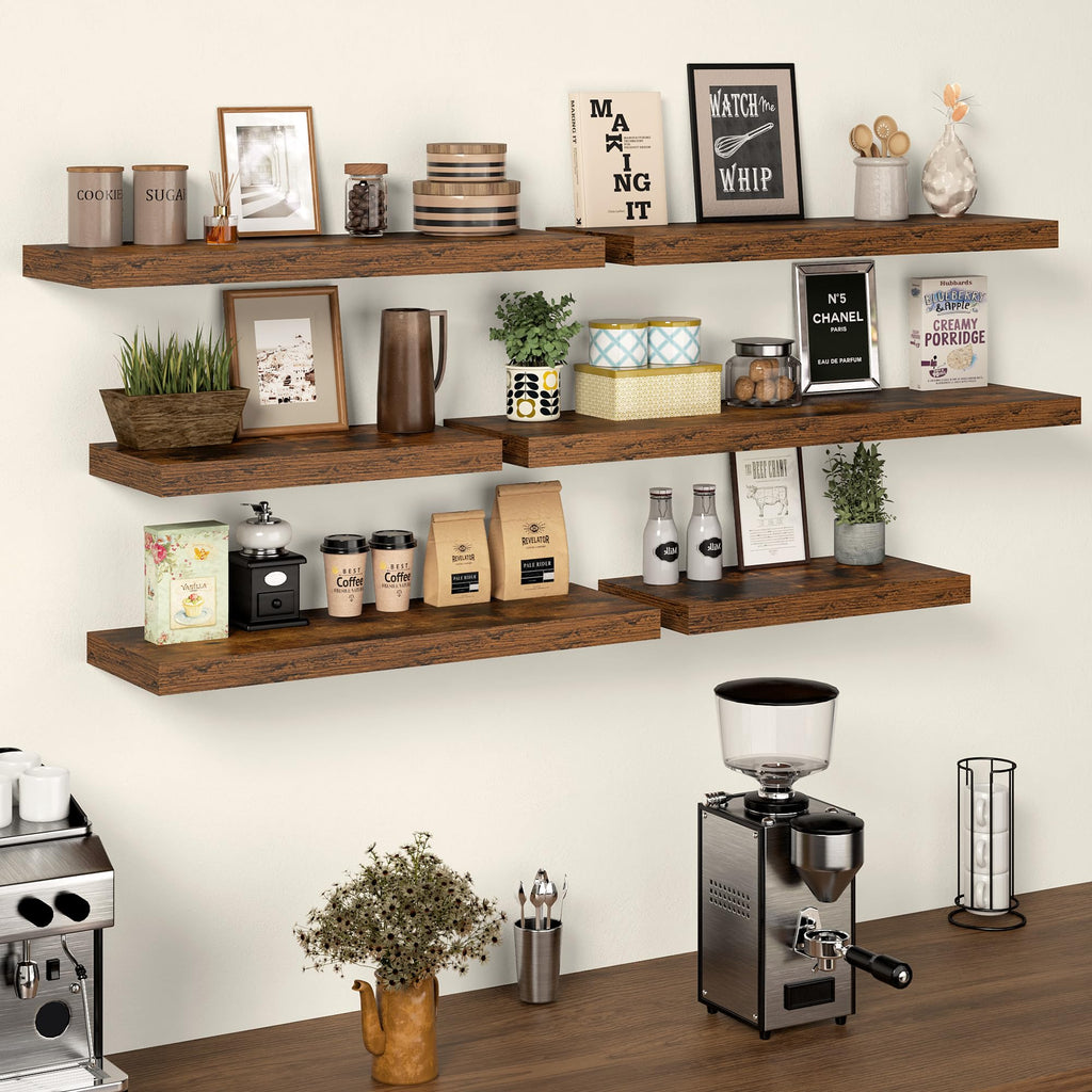 36 Inch Floating Shelves, 12 Inch Deep Floating Shelves for Wall, Extra Deeper & Thicker Wooden Wall Shelf with