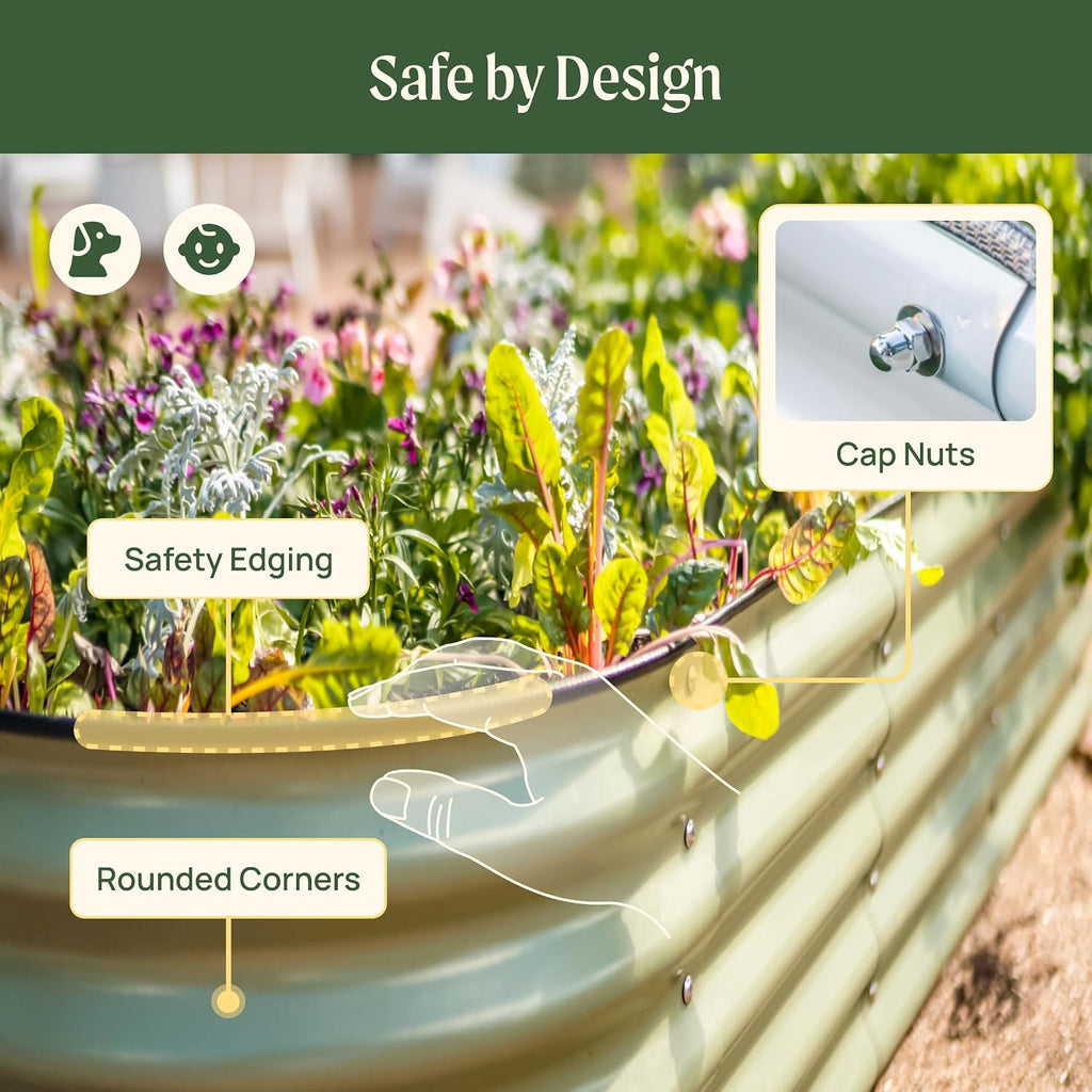 Garden Raised Garden Bed Kit, 17" Tall 10 in 1 Jumbo Modular Metal Raised Garden Beds, Metal Planter Box for