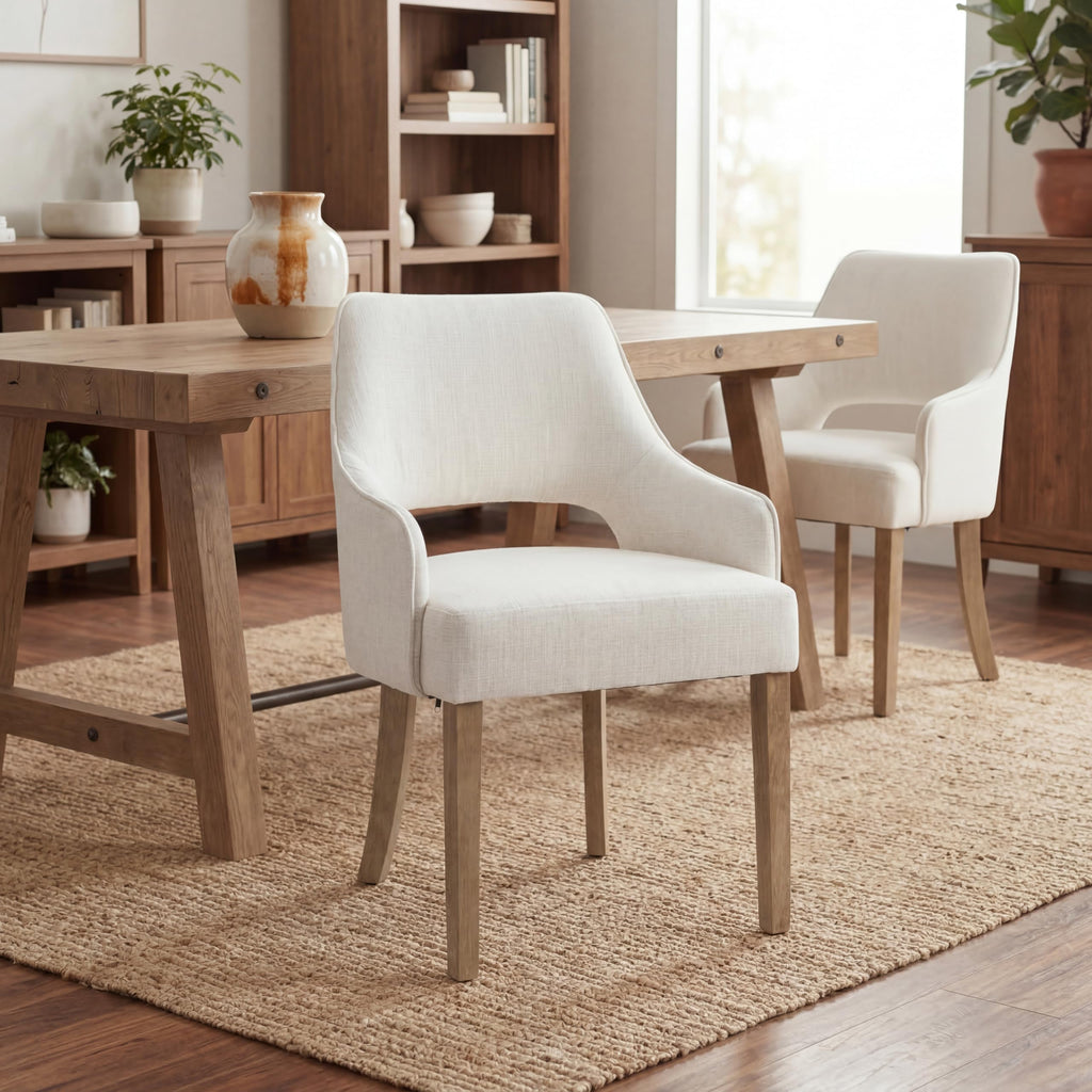 Linen Upholstered Set of 2 with Arms