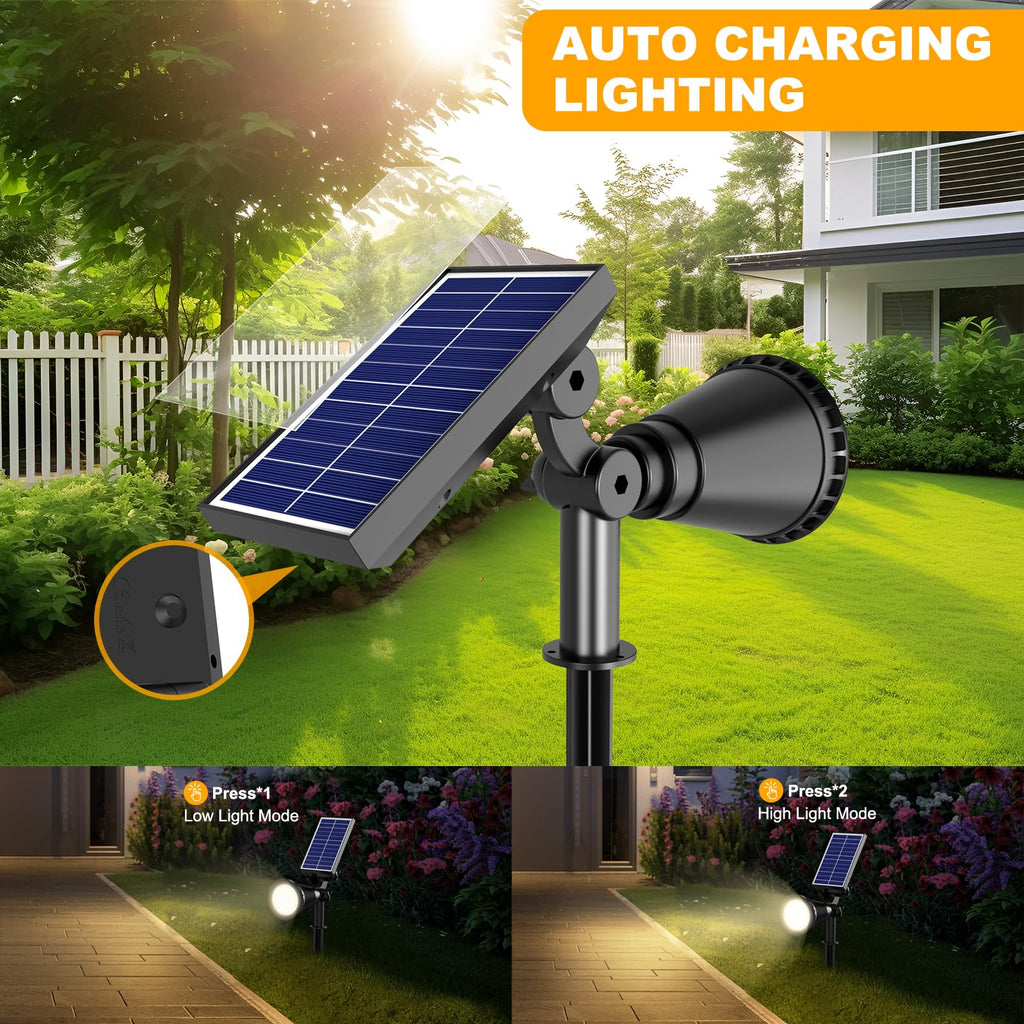 Solar Lights Outdoor Waterproof Spot Lights, Warm White 3 Pack