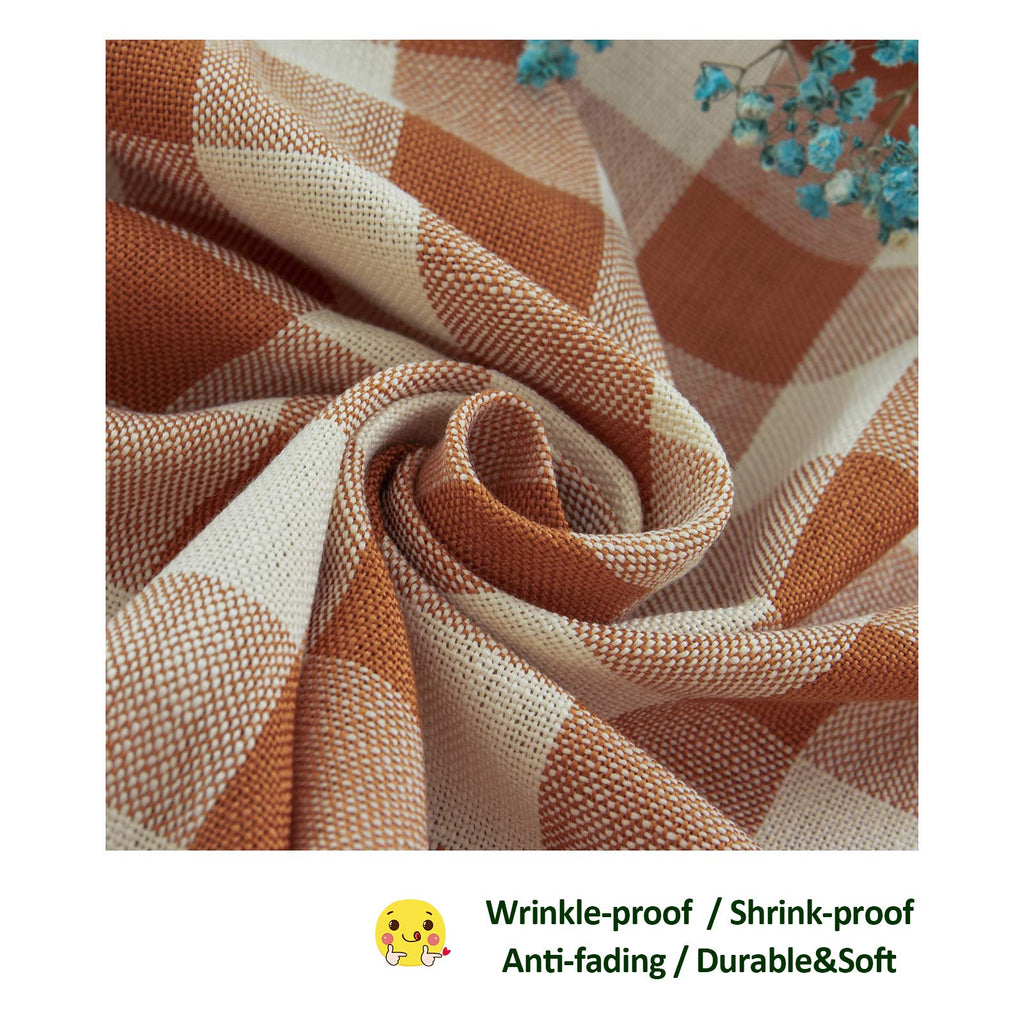 Fall Thanksgiving Orange Gingham Tablecloth 55"x70"