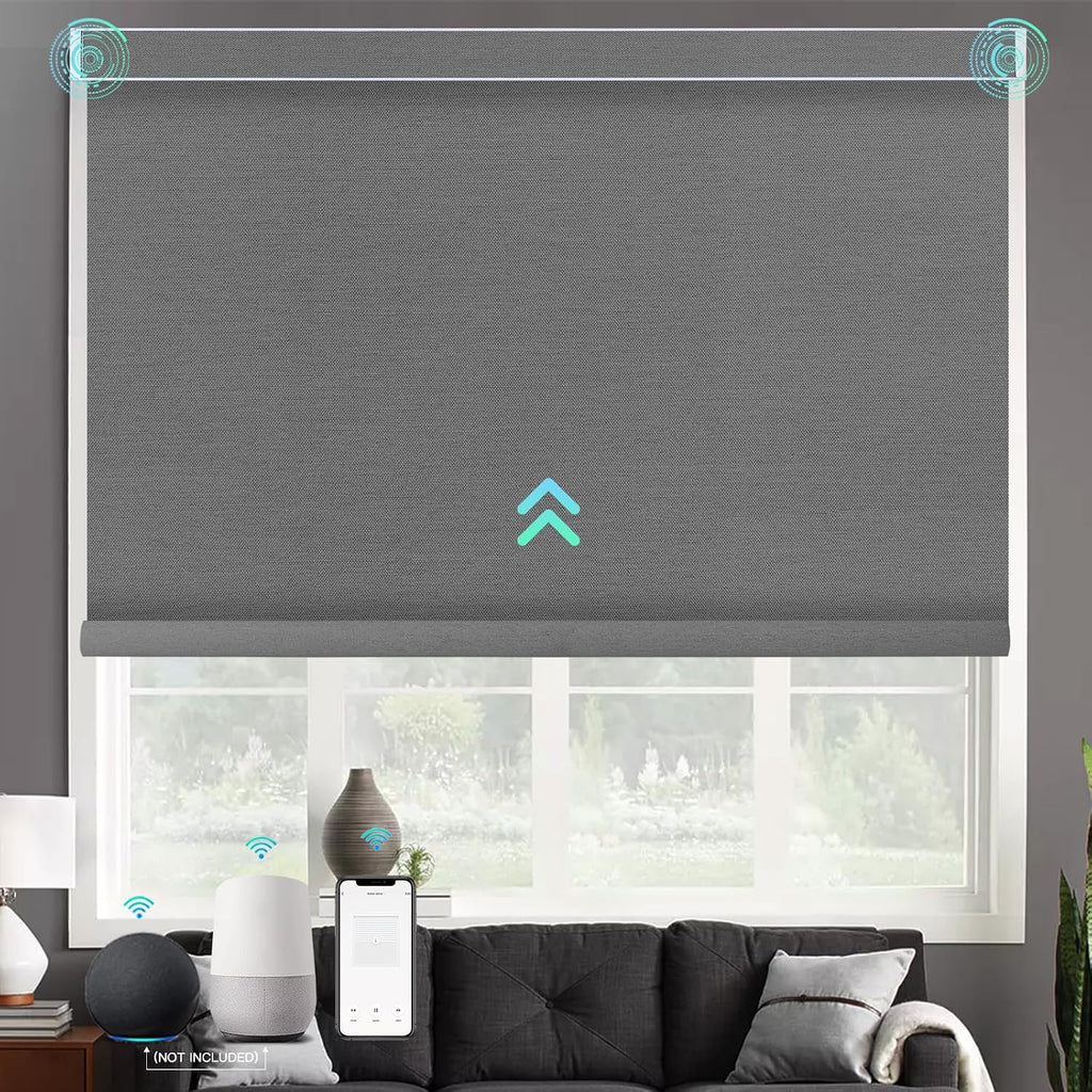 Motorized Blinds with Remote, 100% Blackout Smart Roller Shades with Valance, Cordless Electric Blinds, Automatic