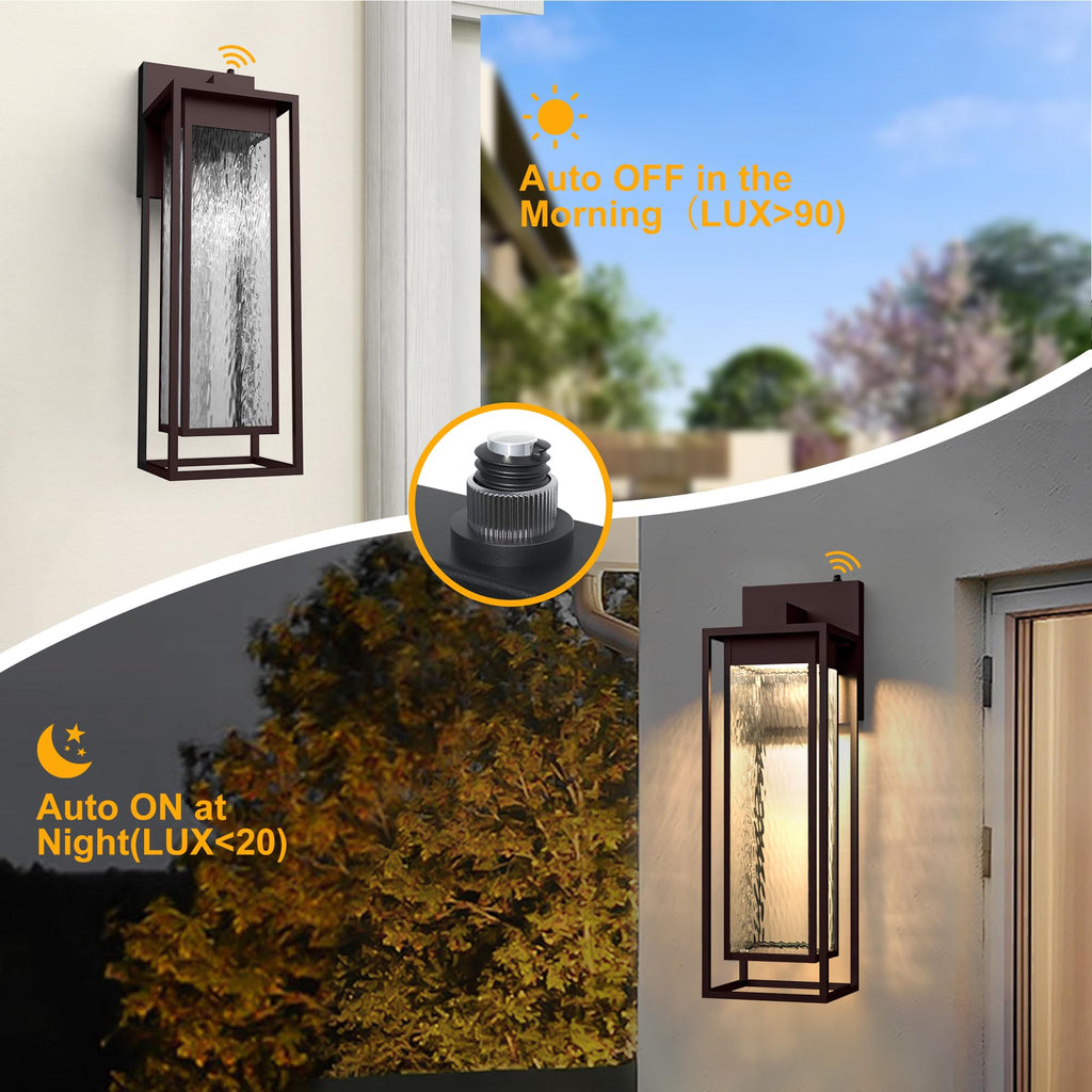 23INCH LED Dusk to Dawn Outdoor Light, Brown, Waterproof