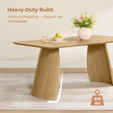 71" Modern Dining Table for 6, Rectangle Wood Kitchen & Dining Room Table, Solid Rubberwood Frame, Bentwood Legs, Oak