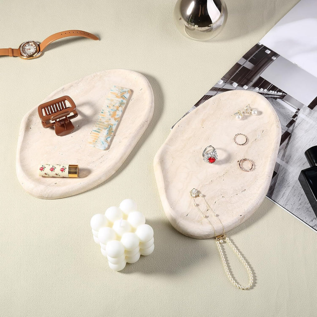 Marble Jewelry Tray Trinket Dish, Decorative Cloud Vanity Key Tray for Women, Perfume Ring Holder Dish for Ring