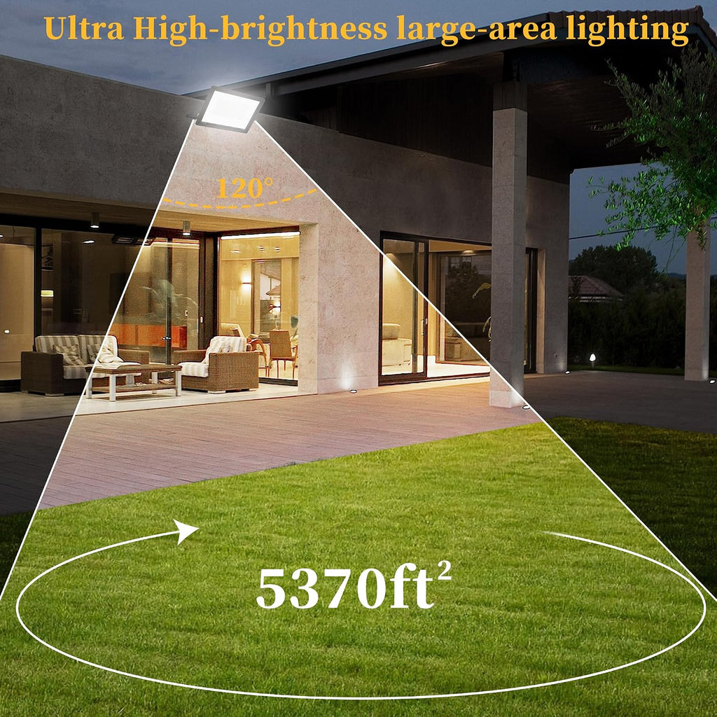 2 Pack 200W LED Flood Lights Outdoor Plug in, 25000 LM Super Bright Led Stadium Lights, Waterproof LED Work Light