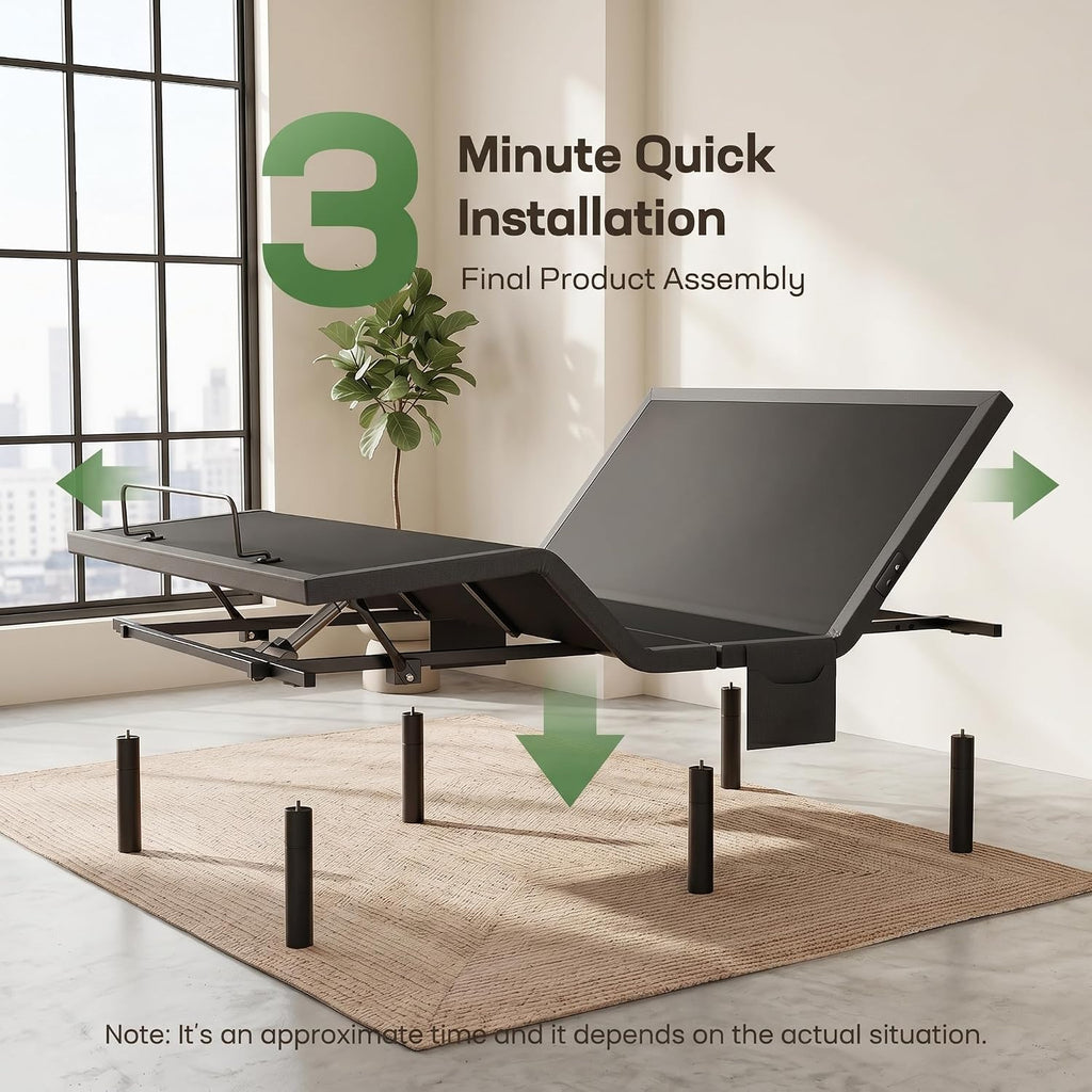 Split King Adjustable Bed Frame, Electric Bed App Control & Massage
