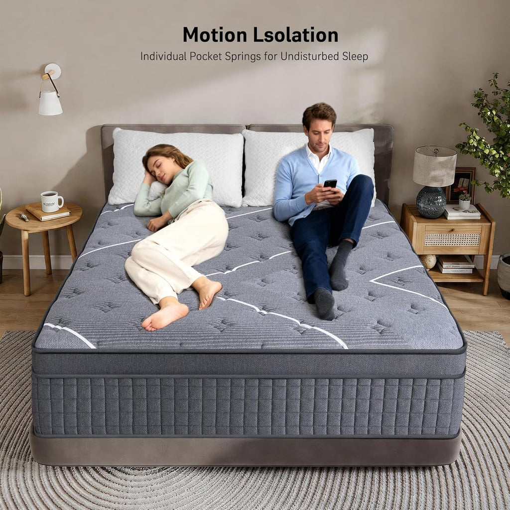 King Size Mattress, 12 Inch King Mattress in a Box,Hotel-Level Luxury Hybrid Cooling Gel Memory Foam Upgraded Pocket