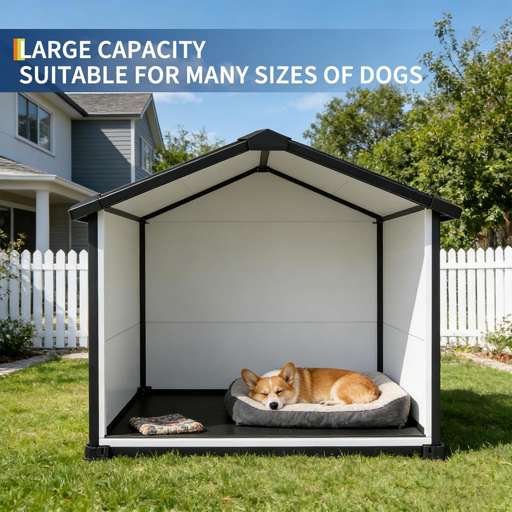 Weather‐Resistant PP Plastic Outdoor Dog House for Large Dogs