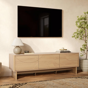 59" Oak TV Stands up to 65", Modern Entertainment Center