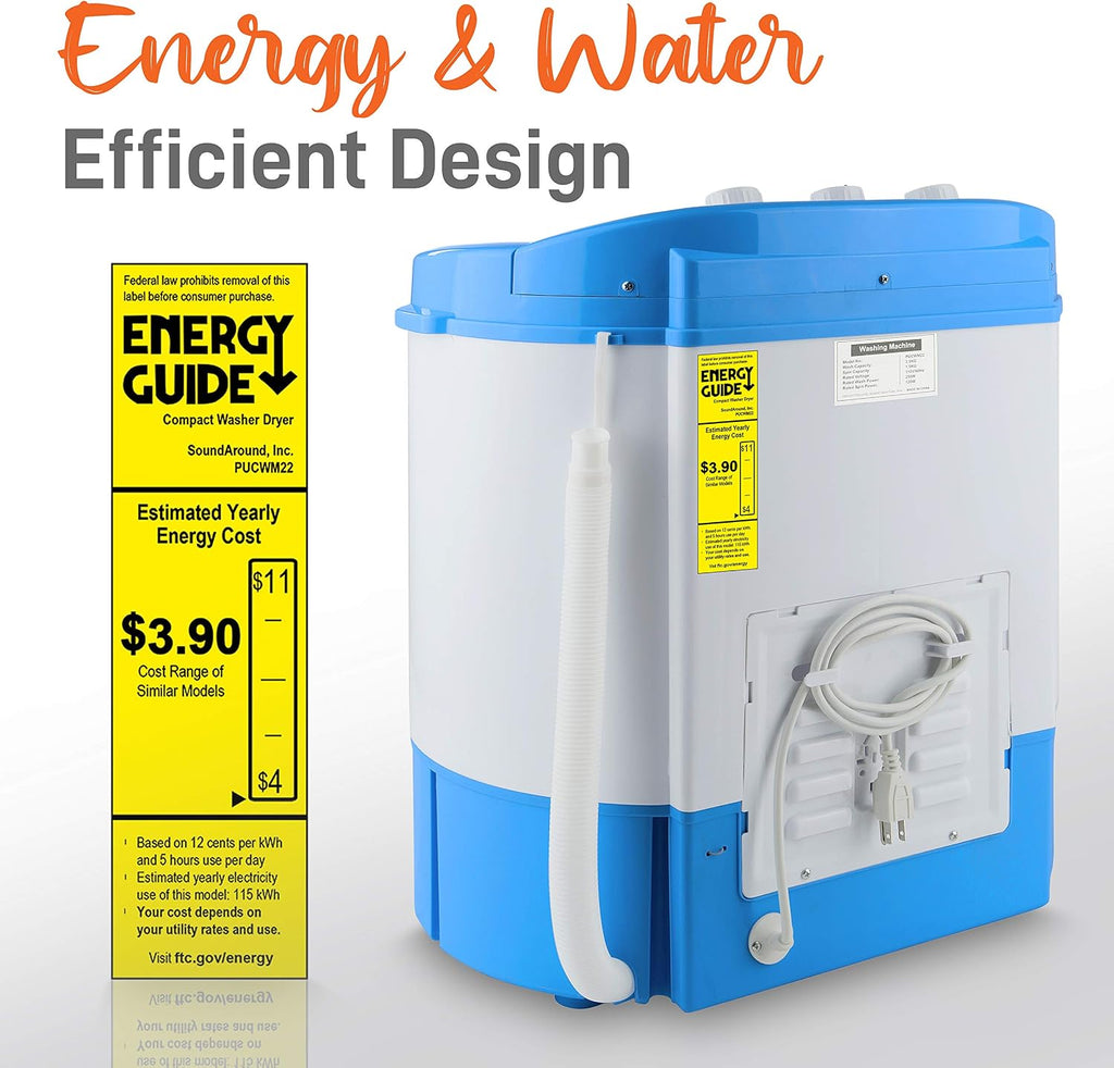 Portable Washing Machine - Twin Tub 11Lbs Capacity, Compact Mini Laundry Washer (7.7 Lbs) & Spinner (3.3 Lbs) with Timer Control - Perfect for Home, Apartment, Camping, RVs and Dorms (Grey)