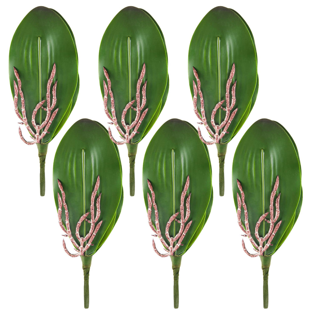 6Pcs Fake Orchid Leaves Only, Greenery Stems for DIY Arrangements