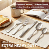 40 Pack Silverware Set for 8, Food-Grade Stainless Steel Flatware Set
