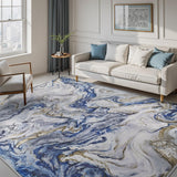 9x12 Area Rugs for Living Room, Modern Abstract Rug for Bedroom, Contemporary Machine Washable Rug