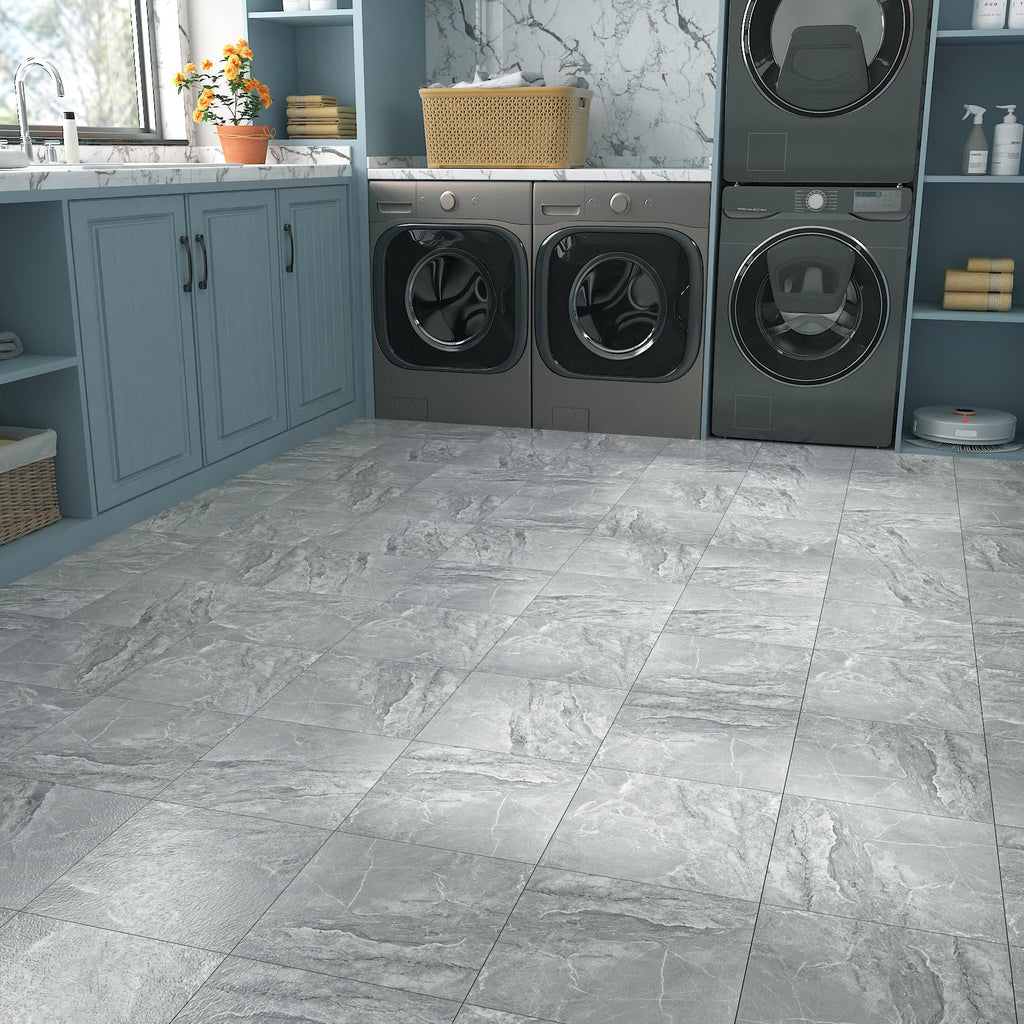 36 PCS Grey Marble Vinyl Flooring Peel and Stick Marble Floor Tile Waterproof 12"x12" Self Adhesive Grey Vinyl Tile