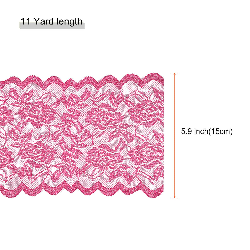 6 Inch Wide 11 Yard Lace Ribbon Floral Pattern Rose Red Lace Trim Ribbon for Sewing Making, and DIY Crafts, Gift
