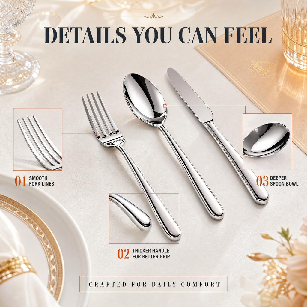 Silverware Set for 4, Heavy Duty Stainless Steel Silverware Set,20 Piece
