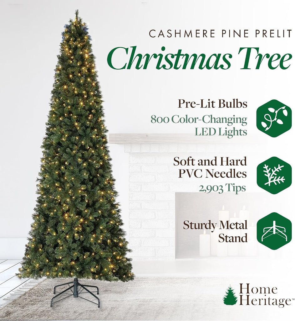 Cashmere 12ft Pre-Lit Christmas Tree, 800 Lights