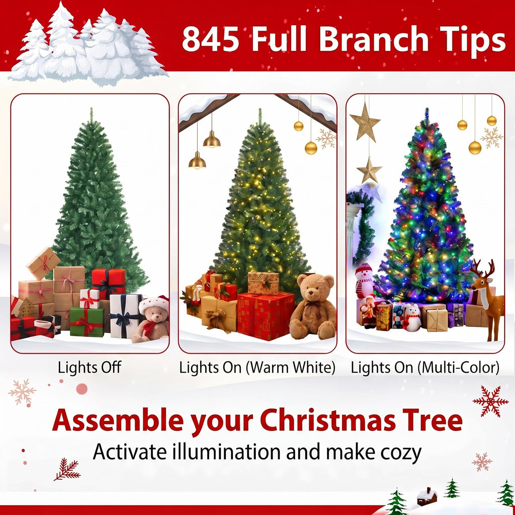 6 FT Pre-lit Artificial Christmas Tree with 9 Modes, Remote Control