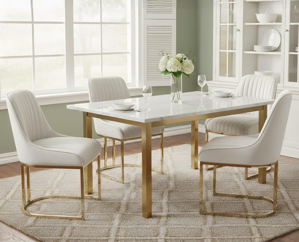 Velvet Upholstered Dining Chairs Set of 4 Modern Accent Dining Room Chairs with Gold Metal Base Comfy Padded Kitchen