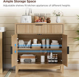 Fluted Sideboard Buffet Cabinet with Storage, 32" Wide Coffee Bar Console Table with Drawer