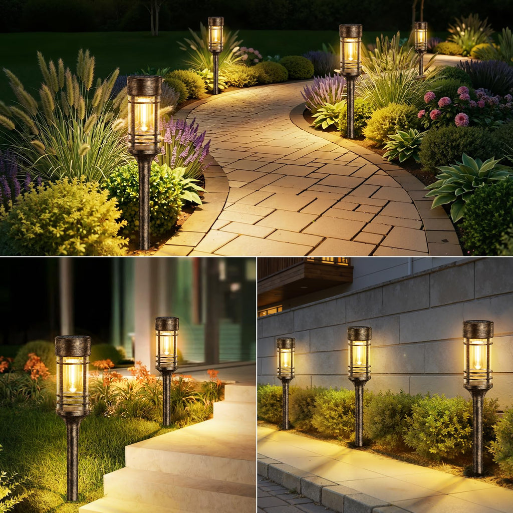 8 Pack Brown Solar Pathway Lights Outdoor, Bright Solar Lights Outdoor Waterproof IP65, Solar Garden Lights Outdoor