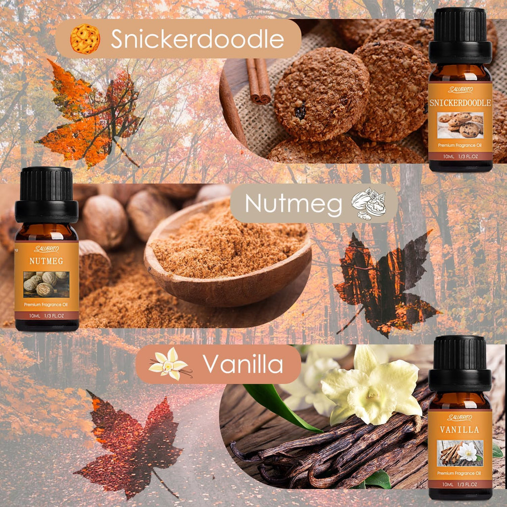 Fall Fragrance Oils Set, Autumn Essential Oil for Diffuser, Candle Making, Aromatherapy Oils Gift - Cinnamon, Pumpkin - Set of 2