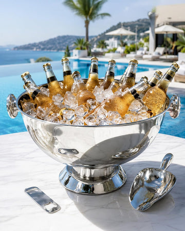 Large Stainless Steel Ice Bucket Beverage Tub for Parties, Beer Wine Cooler