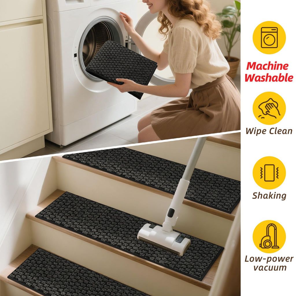 Stair Treads for Wooden Steps Indoor, 14 Pack, 9" x 28", Dark Grey