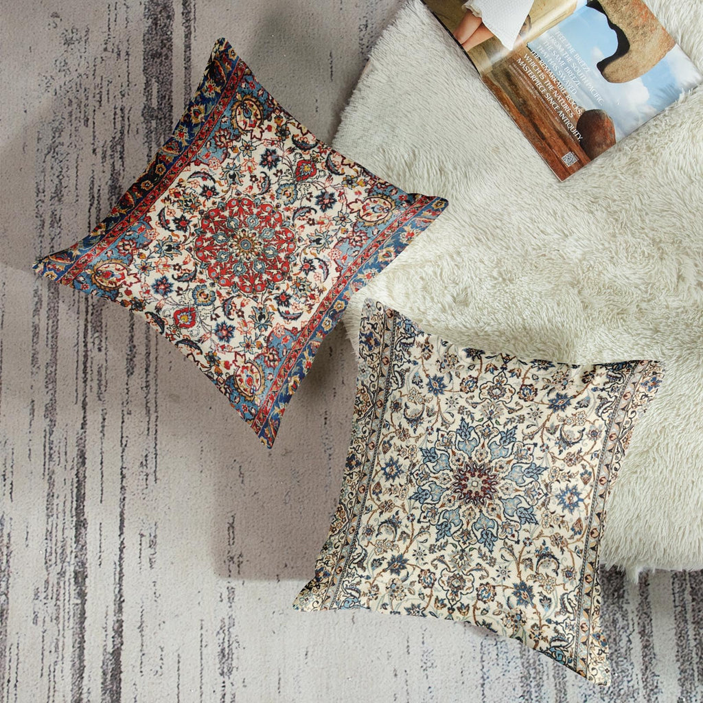 Linen Throw Pillow Covers Set of 4, 20 x 20 Inch, Boho Mandala