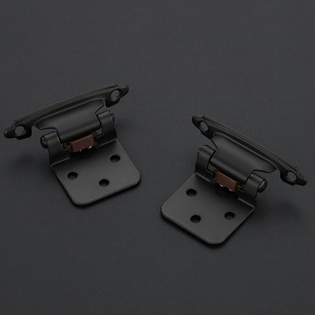 50 Pack 25 Pair Black Cabinet Hinges, 1/2" Overlay Semi-Concealed Hinges