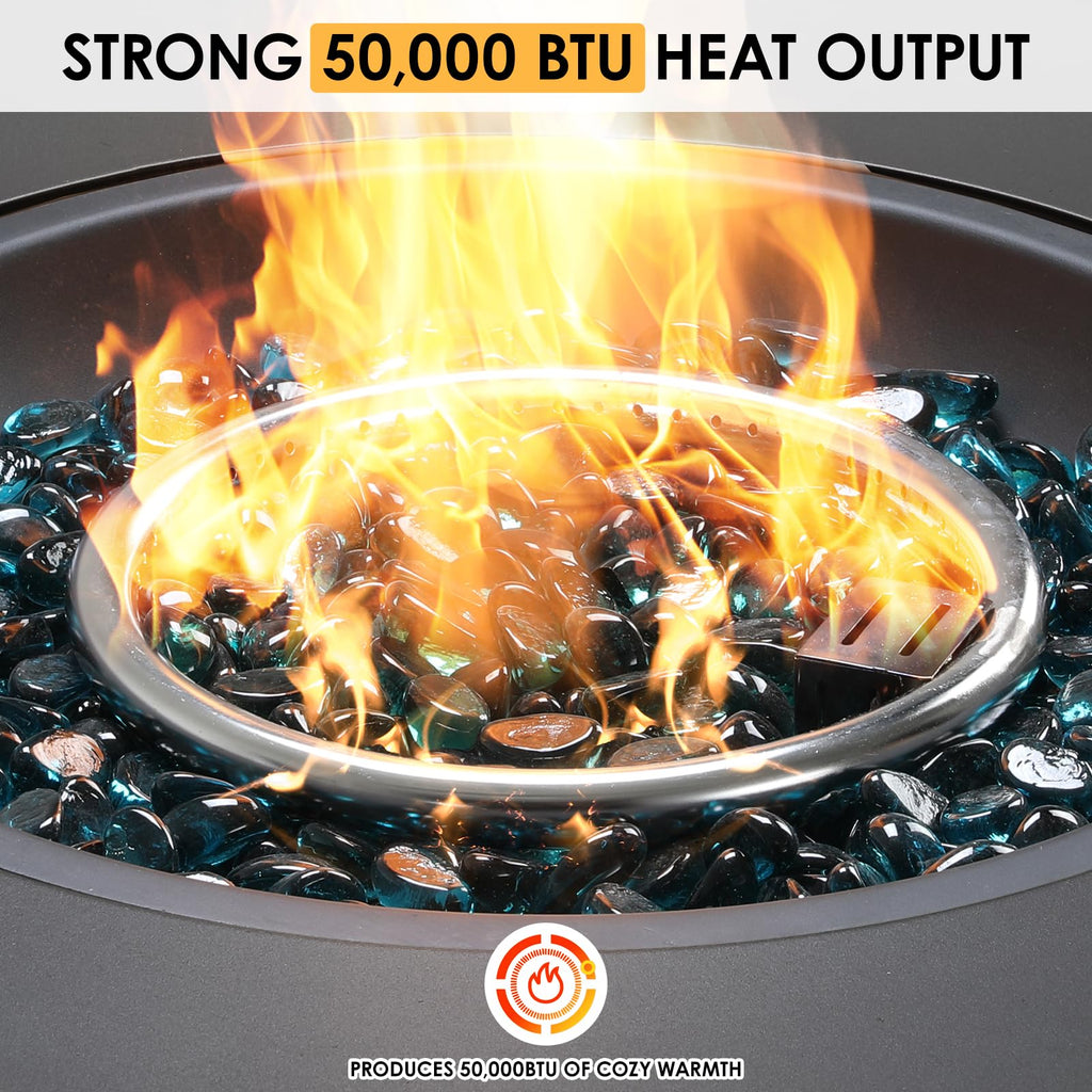 30-Inch Round Propane Fire Pit Set, 50, 000 BTU, 2-Piece