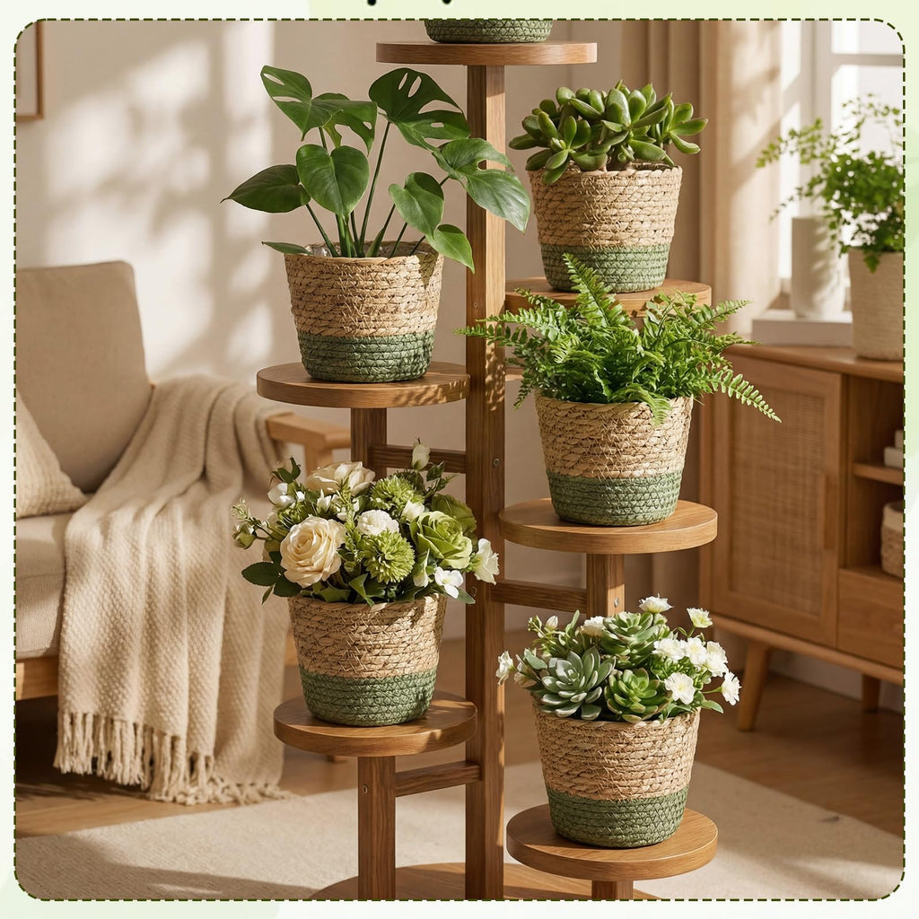 24 Pcs Wicker Plant Basket Bulk with Liners Woven Planter Baskets Bulk for Indoor Outdoor Seagrass Plants Woven
