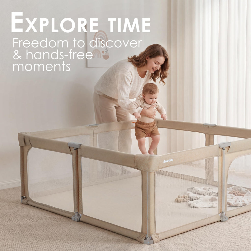 Baby Playpen, 79x71 Inch Baby Gate Playpens for Babies and Toddlers, Extra Large Playpen with Door Play Yard for