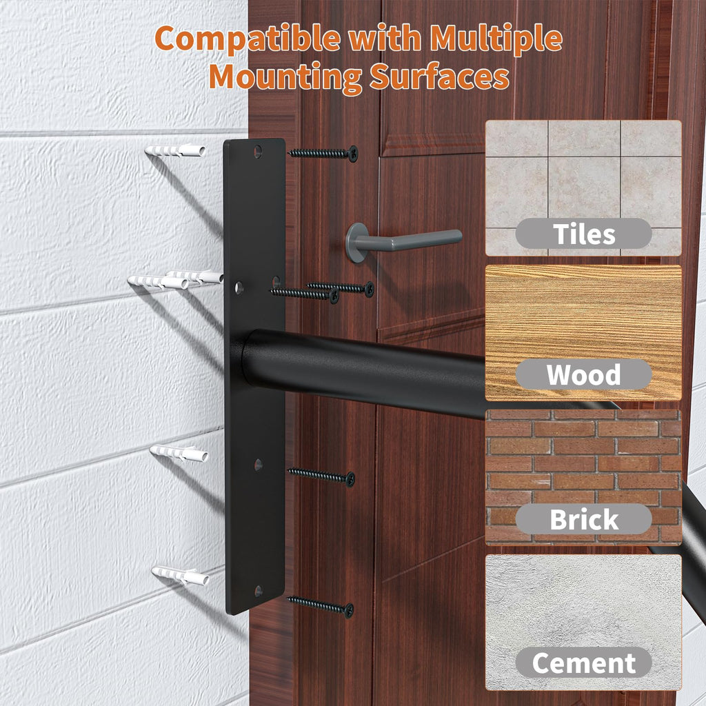 Angled Outdoor Handrail for 1-3 Steps, Metal Stair Support Rail for Porch