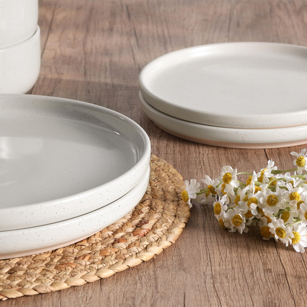Dinnerware Sets, 6-Piece Plates and Bowls Set for 2, Milky White