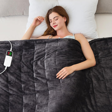 Heated Weighted Blanket for Adults, Heated Blanket, 60" x 80", 20lbs, Grey