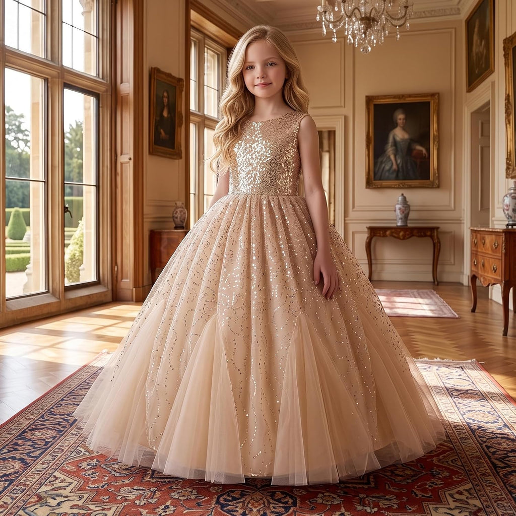 Flower Girls Sequin Dress Princess Birthday Party Pageant Fancy Dresses