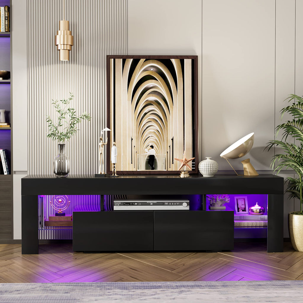 63 Inch Modern LED TV Stand for 70 Inch TV (Black)