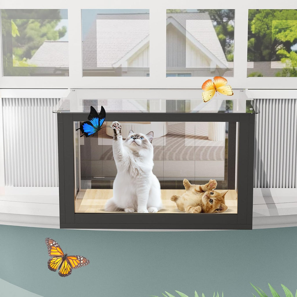 Window Catio for Indoor Cats, Cat Window Box Perch, Black